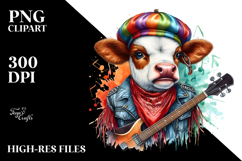 Colorful Baby Cow Rock &#039;n&#039; Roll Club PNG Product Image 2