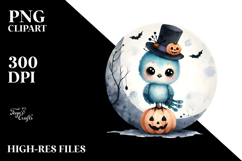 Cute Baby Macaw on Halloween Moon PNG Product Image 2