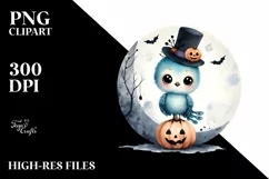 Cute Baby Macaw on Halloween Moon PNG Product Image 3