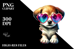 Puppy with Heart Sunglasses PNG Product Image 2