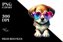Puppy with Heart Sunglasses PNG Product Image 2