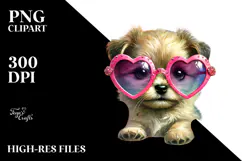 Puppy with Heart Sunglasses PNG Product Image 2