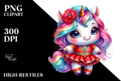 Colorful Baby Unicorn with Redowa Dancer's Outfit PNG Product Image 2