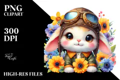 Colorful Small Baby Bunny Aviator Suit | Clipart Product Image 2