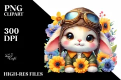 Colorful Small Baby Bunny Aviator Suit | Clipart Product Image 3