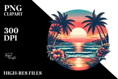 Retro Tropical Beach Sunset, 20 oz Tumbler Product Image 2