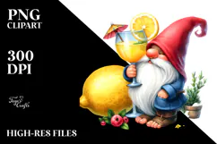 Whimsical Gnome Drinking a Cocktail with a Gigantic Lemon Product Image 2