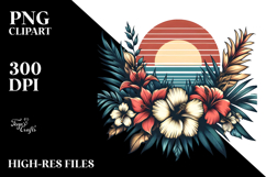 Retro Tropical Flower Sunset PNG Product Image 2