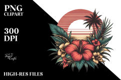 Vintage Tropical Flower Sunset, 20 oz Tumbler Product Image 2