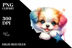 Colorful Smiling Puppy with Star | Sublimation | Clipart Product Image 1