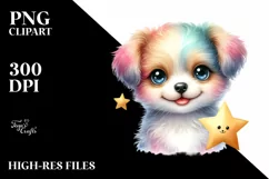 Colorful Smiling Puppy with Star | Sublimation | Clipart Product Image 3