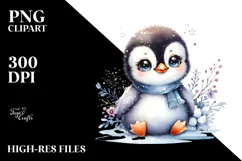Cute Baby Penguin with Big Eyes PNG Product Image 2