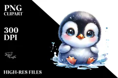 Cute Baby Penguin with Big Eyes PNG Product Image 2