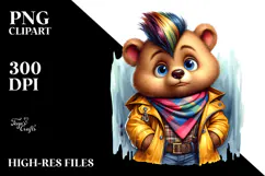 Goofy Bear with Floral Wreath PNG Product Image 2
