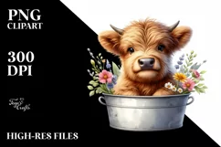 Highland Cow in Flowers | Clipart Product Image 3
