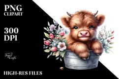 Cute Watercolor Small Baby Highland Cow | Sublimation | Product Image 3