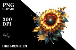 Glossy Sunflower Watercolor Splash | Sublimation | Clipart Product Image 1