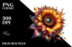 Glossy Watercolor Sunflower | Sublimation Clipart Product Image 3