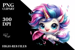 Baby Cute Unicorn Jumping PNG Product Image 3