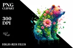 Colorful Bear made of Flowers, PNG Product Image 3