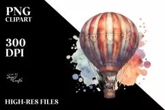 Dirty Vintage Hot Air Balloon, PNG Product Image 3