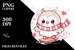 Cute Winter Owl Sleigh Ride PNG Product Image 3