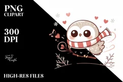 Cute Winter Owl Sleigh Ride PNG Product Image 3