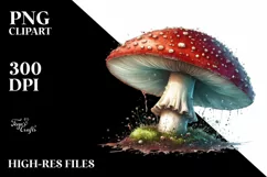 Detailed Mushroom Watercolor Splash PNG Product Image 1
