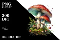 Detailed Mushroom Watercolor Splash PNG Product Image 3