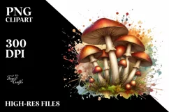 Detailed Mushroom Watercolor Splash PNG Product Image 3