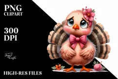 Watercolor Confused Baby Turkey Standing Clipart Product Image 3