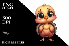 Watercolor Confused Baby Turkey Standing Clipart Product Image 3