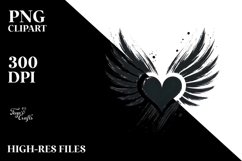 Simple Paintbrush Style Heart with Wings PNG Product Image 2