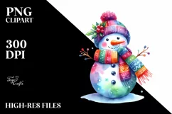 Colorful Snowman with Scarf PNG Product Image 2