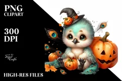 Baby Peacock with Pumpkin, PNG Product Image 3
