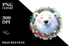Vibrant Christmas Polar Bear, PNG Product Image 1