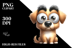 Whimsical Goofy Dog with Human-Like Eyebrows PNG Product Image 2