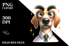 Whimsical Goofy Dog with Human-Like Eyebrows PNG Product Image 2