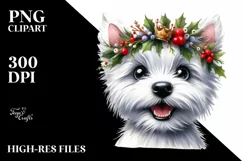West Highland White Terrier Wreath Watercolor Clipart Product Image 1