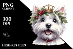 West Highland White Terrier Wreath Watercolor Clipart Product Image 3