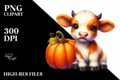 Cute Baby Cow Watercolor Drawing | Sublimation Clipart Product Image 3