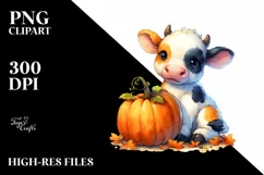 Cute Baby Cow Watercolor Drawing | Sublimation Clipart Product Image 1
