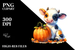 Cute Baby Cow Watercolor Drawing | Sublimation Clipart Product Image 2