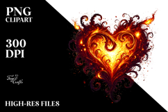 Fire Paintbrush Heart PNG Product Image 2