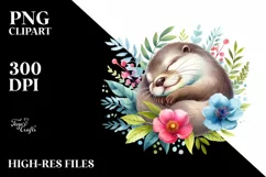 Colorful Otter Sleeping | Watercolor Clipart Product Image 1