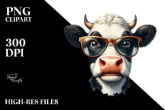 Angry Cow with Funny Sunglasses PNG Product Image 2