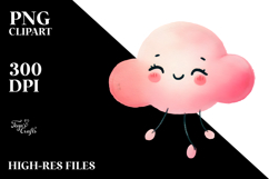 Simple Pinkish Smiling Whimsical Cloud PNG Product Image 2