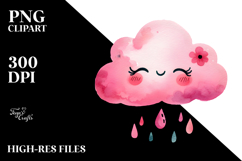 Simple Pinkish Smiling Whimsical Cloud PNG Product Image 2