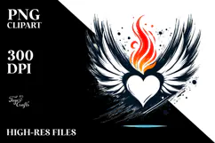 Heart with Wings and Fire Paintbrush PNG Product Image 2