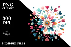 Simple Colorful Heart Flower PNG Product Image 2